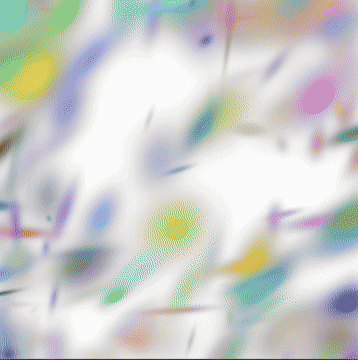 An animation of the low-fi simplified 2D splatter in action